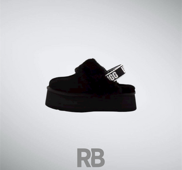 UGG FUNKETTE 60MM SUEDE SLING BACK BLACK SLIPPERS