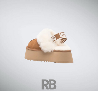 UGG FUNKETTE 60MM SUEDE SLING BACK CHESTNUT SLIPPERS