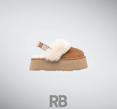 UGG FUNKETTE 60MM SUEDE SLING BACK CHESTNUT SLIPPERS