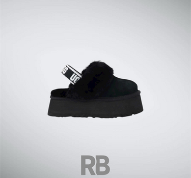 UGG FUNKETTE 60MM SUEDE SLING BACK BLACK SLIPPERS