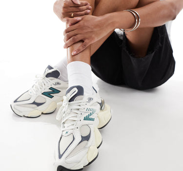 new balance 9060 trainers in white and teal