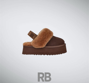 UGG FUNKETTE 60MM SUEDE SLING BACK BURNT CEDAR SLIPPERS