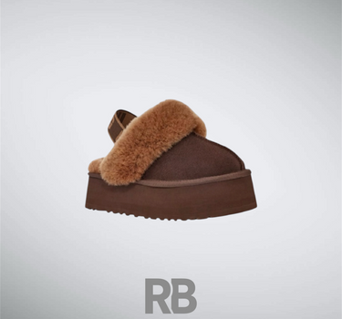 UGG FUNKETTE 60MM SUEDE SLING BACK BURNT CEDAR SLIPPERS