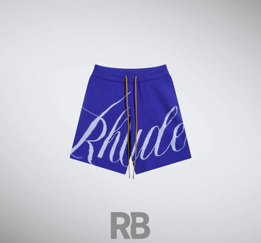 rhude blue knitted short